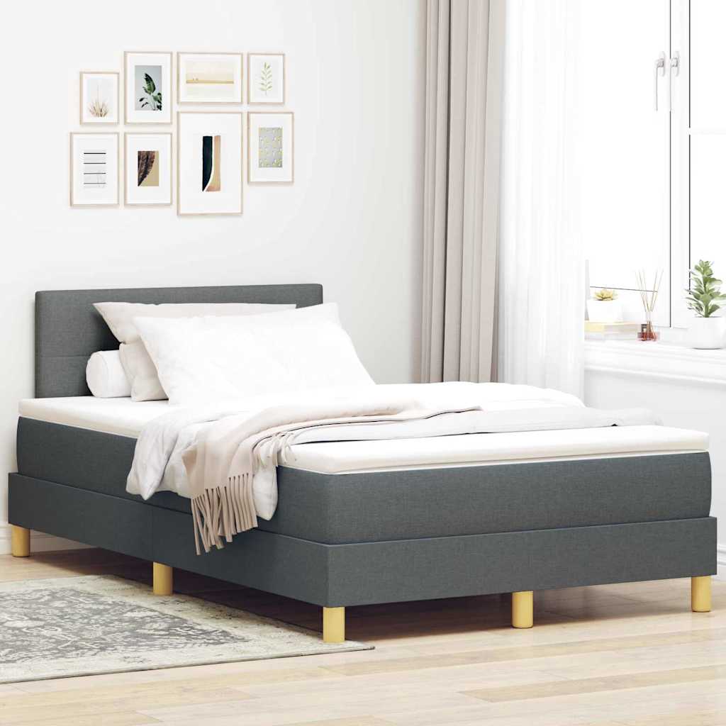 Box Spring Bed with Pillows Dark Gray 120 x 200 cm Fabric