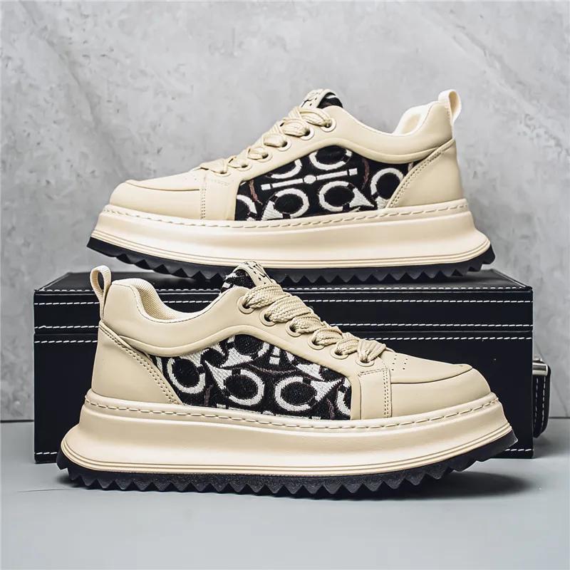 Мужские кроссовки дизайнерские кеды модные повседневные из микрофибры кожаная ткань дышащие с увеличением высоты подошвы для улицы на плоской платформе