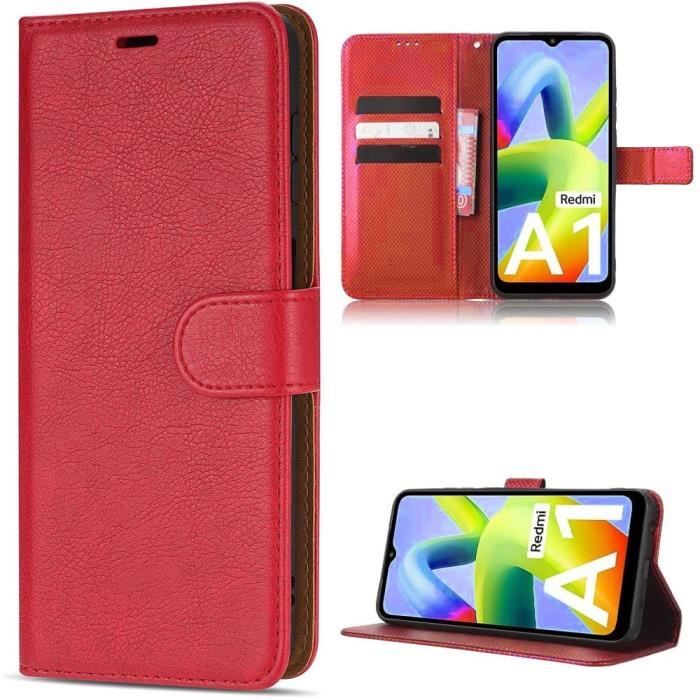 Защитный чехол - E.F.CONNECTION - Для Xiaomi Redmi A1/A2 - Противоударный - Кошелек - Красная PU кожа