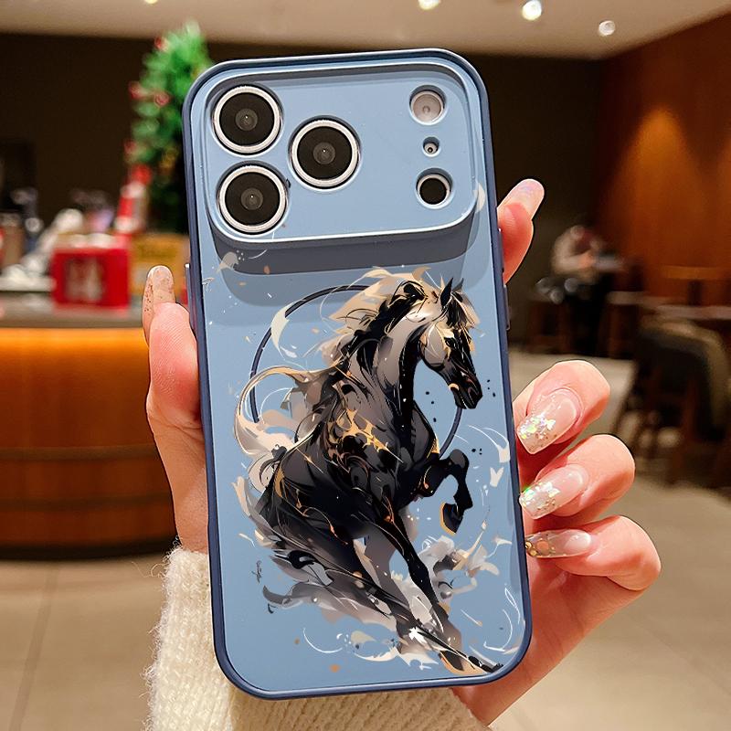 Магнитный чехол для телефона с принтом бегущей лошади для iPhone 17 Pro Max 16 15 14 13 Pro Max Для Magsafe Беспроводная зарядка Жесткая задняя крышка из ПК