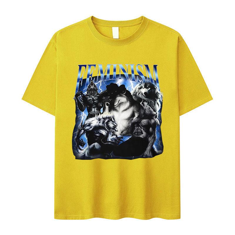 Funny Feminism Alpha Wolf Graphic TShirt Unisexs Humor Fashion Clothing Short Sleeve Tshirts Vintage High Quality Cotton Tshirt
