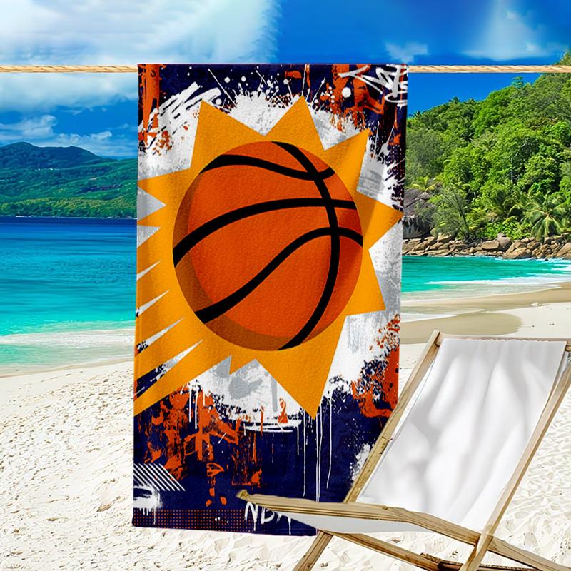 Suns Basketball Artwork Quick-Dry Microfiber Beach Towel Super Soft & Absorbent for Bath, Beach, Travel Bath Time Accessory, Fan gifts