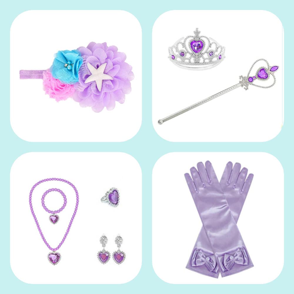 CREDIBLE Princess Cosplay Luxury Set Mermaid B Mermaid Hair Ribbon Heart Magic Original TT5482 Dress, Kids' Costume, 10-Piece - (Princess Dress,