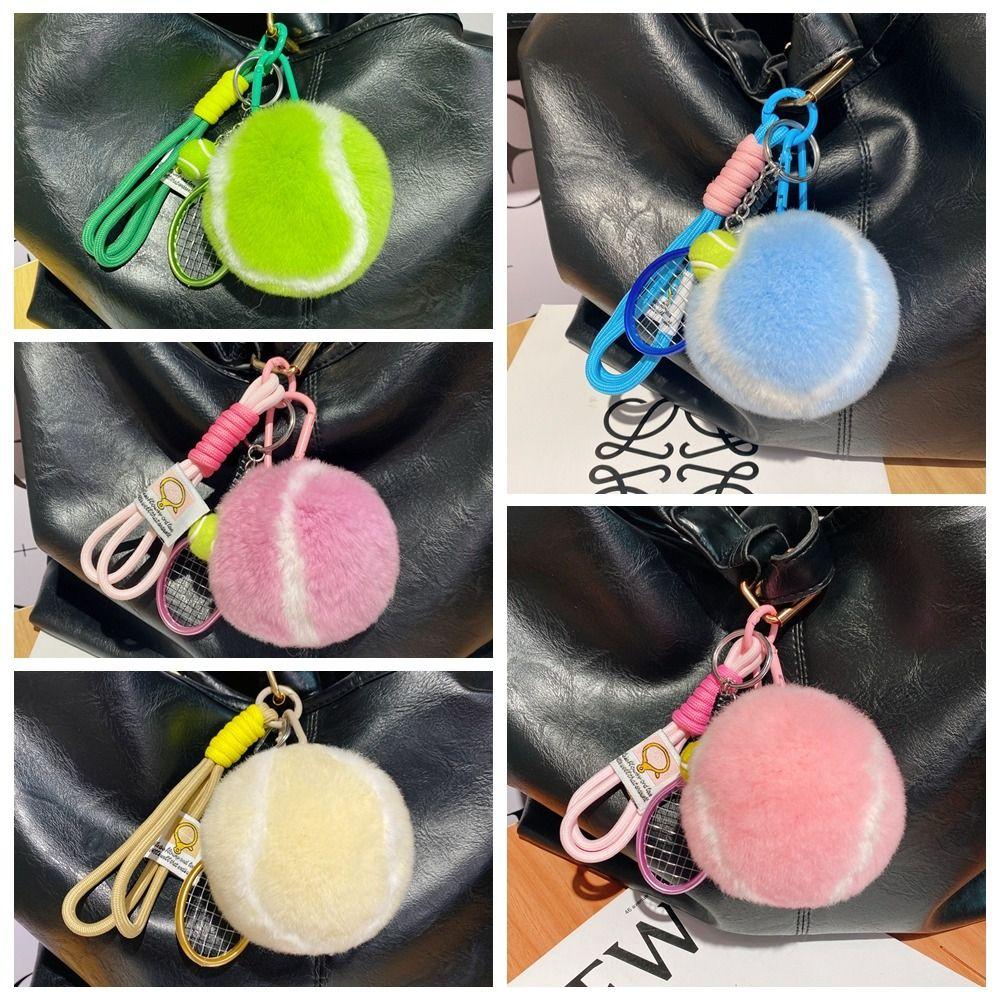 Backpack Hanging Tennis Ball Plush Pendant Plush Plush Tennis Keychain  Car Decoration