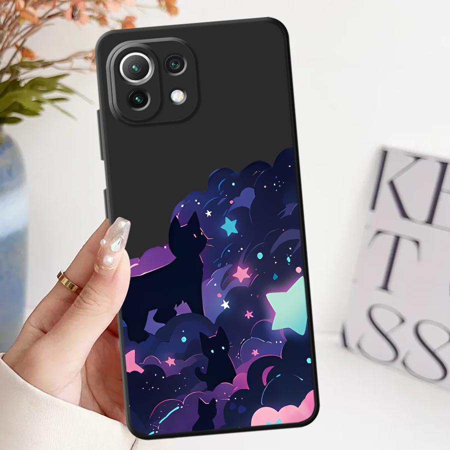 Черный кот Звездная ночь Чехол для Xiaomi Mi 11T 10T 12X 11 12 12T Pro 14 13 Lite Funda Чехол для телефона