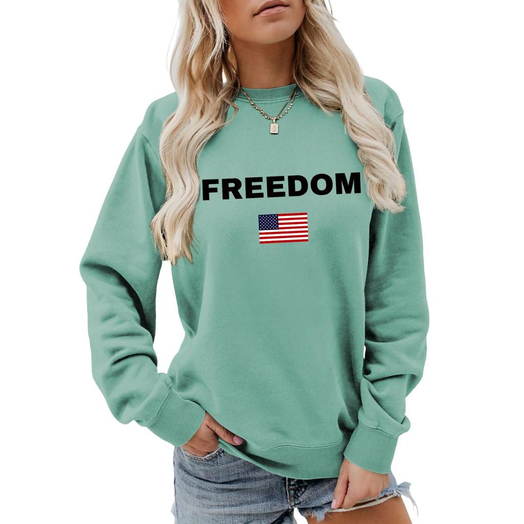 Women's Fashionable Casual Round Neck Loose Long Sleeved Printed Sweatshirt