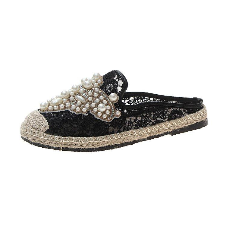 Мода Мода Перламутровые Кристаллы Кружева Повседневная Женская Женский Mujer Ленивые Слипоны Полутапочки Кроссовки Мокасины Мюли Плоская Обувь ghn78
