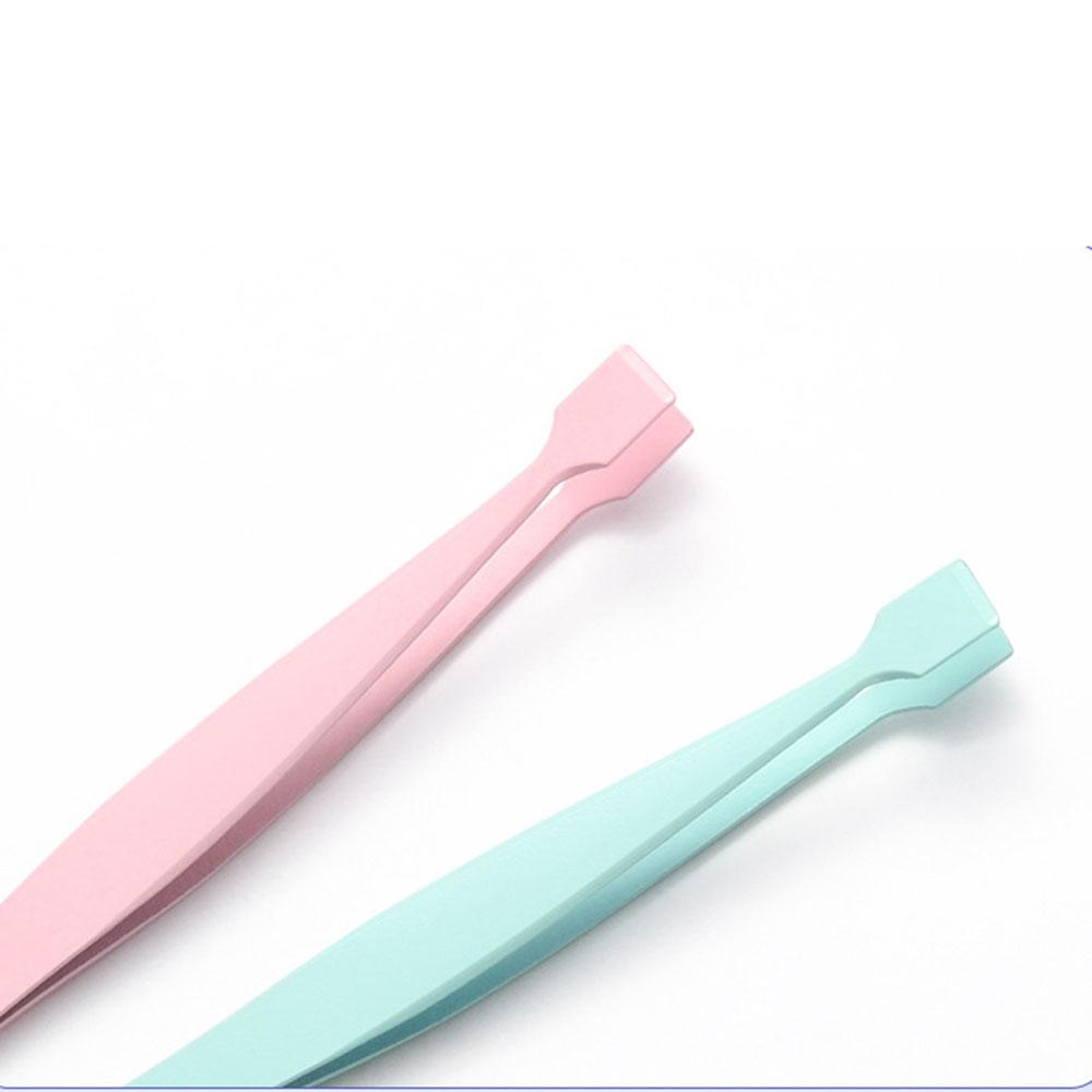Flat Head Tweezers Stainless Steel Eyelash Grafting Tweezers False Eyelash Tweezers Light Weight For Beauty Salon Novice Use