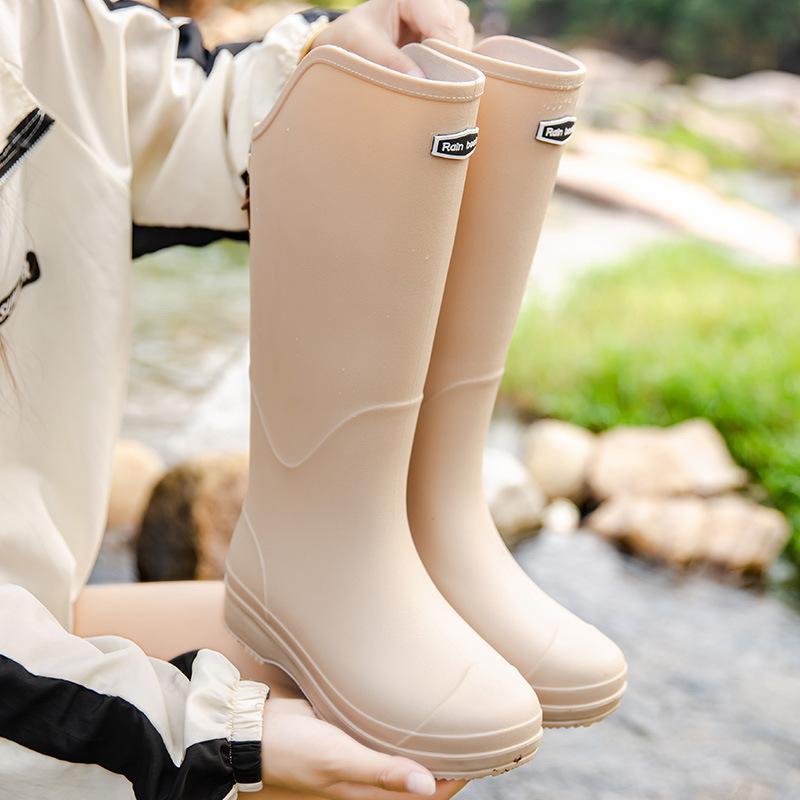 Модные водонепроницаемые резиновые сапоги для женщин, высокие, повседневные, универсальные, приливные резиновые сапоги, дождевая обувь, уличные сапоги, нескользящая обувь