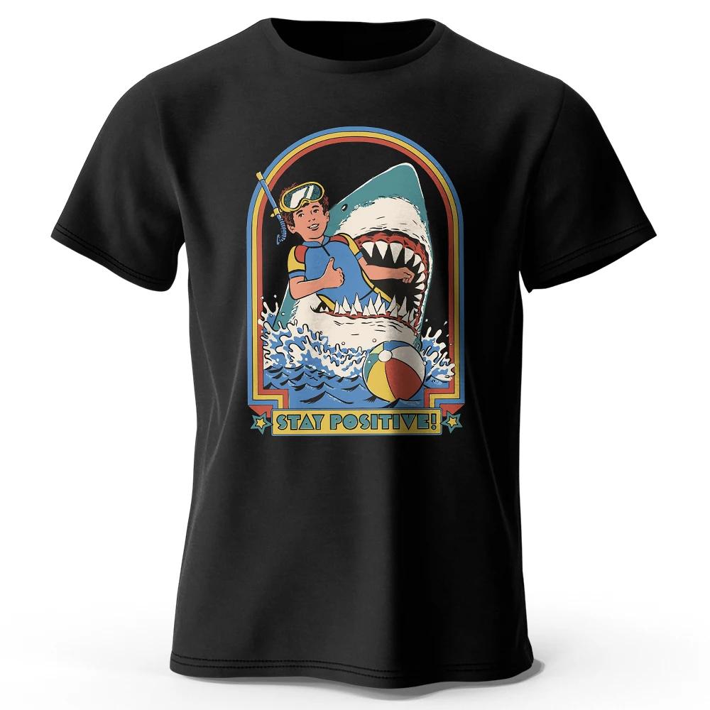 Stay Positive Printed 100 Cotton Classic Vintage Funny TShirt For Unisex Unisex Sportswear Tops Tees