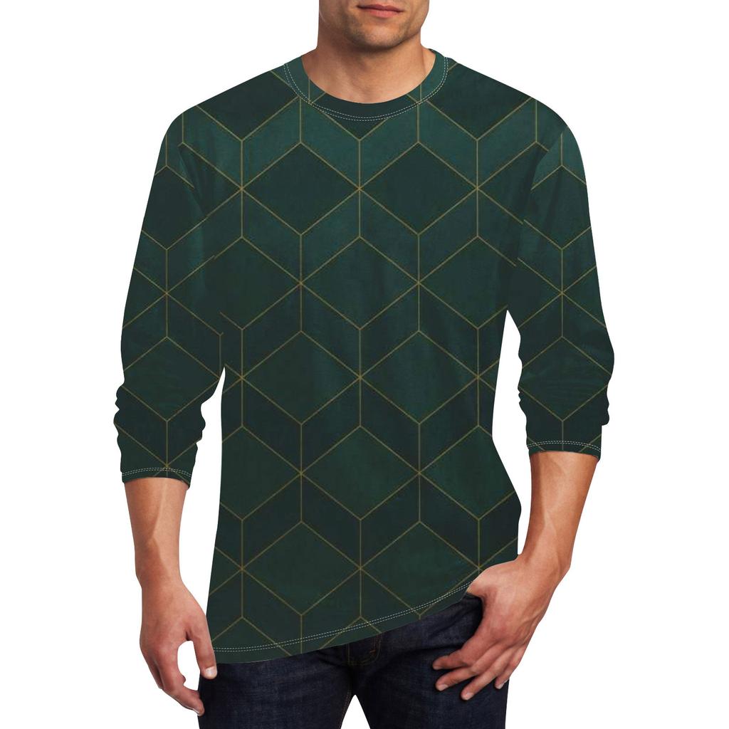 Муж. Футболка Круглый вырез Одежда Одежда На открытом воздухе Длинный рукав С принтом Модельер Винтаж