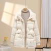 Пуховик женский средний и длинный 2024 новый модный высококачественный свободный пояс маленький белый утиный пух зима