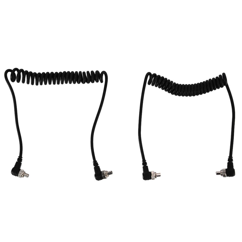 2Pcs Camera Flash Synch PC Cord Male to Male Speedlite Spring Cable Universal Type for Studio Video