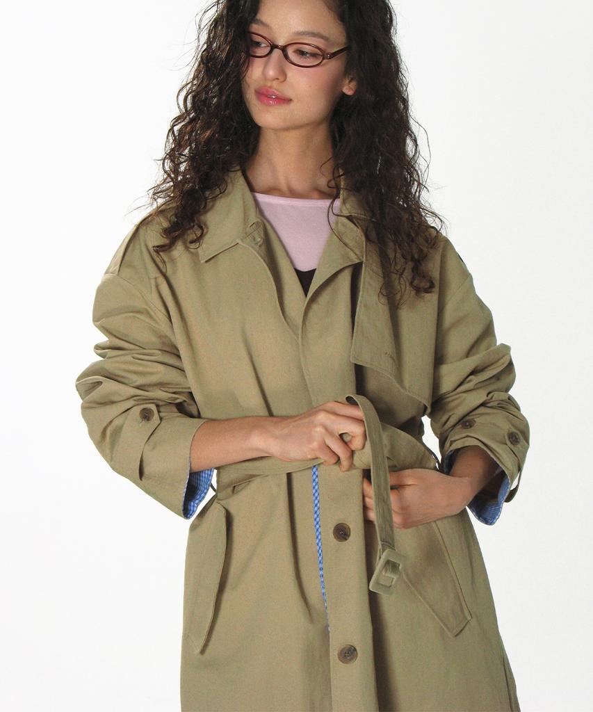CRANK Belted Long Trench Coat_Beige