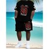 Summer Alphanumeric Printed Fashionable Loose Sportswear Men's Plus Size Daily Comfortable Two-piece Sport Wear