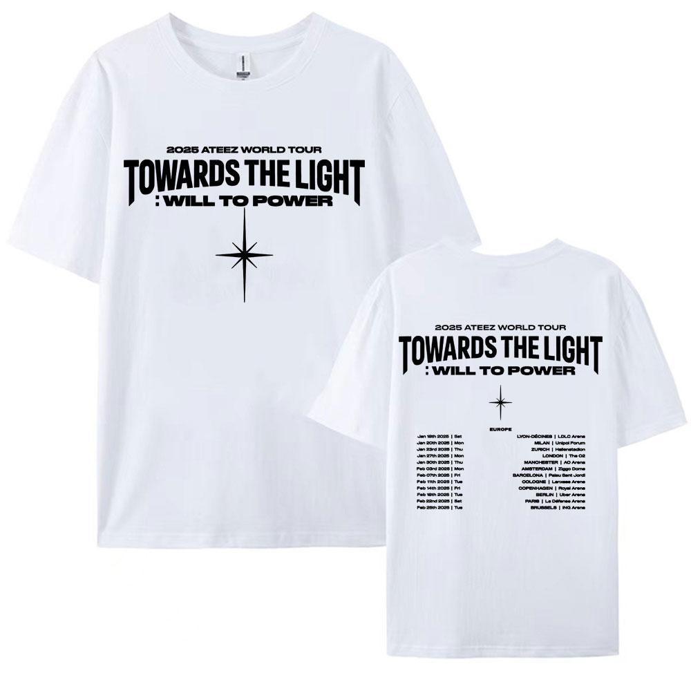 2025 Ateez World Tour Towards The Light Will To Power T Shirt Men Women Korean Fashion High Quality Casual 100 Cotton Tshirts