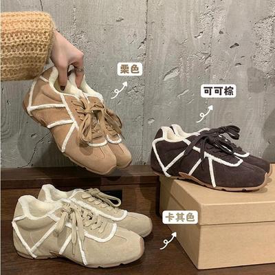 Версия из коровьей кожи Maillard на зиму! Внутреннее увеличение роста~ ретро волосы борода край повседневные волосы обувь кеды женские