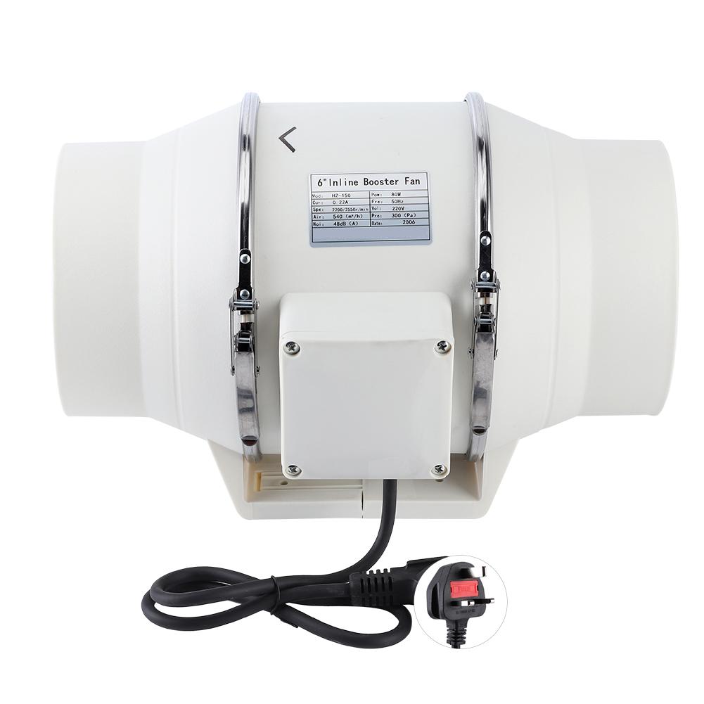 High Efficiency Inline Duct Fan Air Extractor Bathroom Kitchen Ventilation System 80W