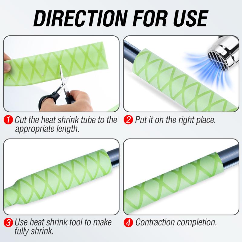 Светящаяся трубка Флуоресцентный чехол для удочки 2:1 1M Противоскользящая термоусадочная трубка Водонепроницаемая изоляционная обертка Защита рукоятки
