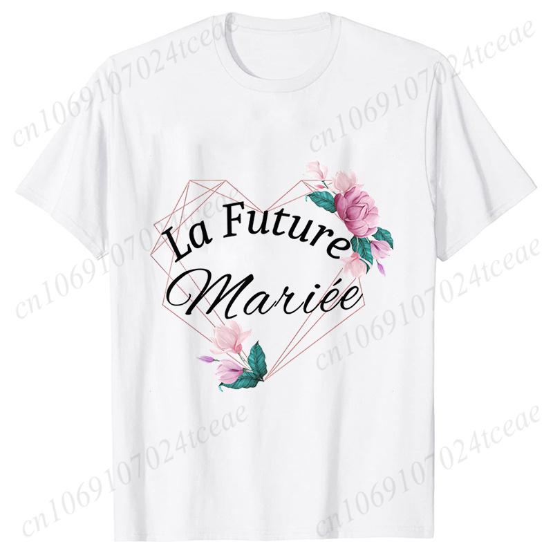 Wedding Tops Women Bachelorette Party Blouses Bridesmaid French Team Bride Squad Tshirt Flower Graphic Bridal Shower Aesthetic