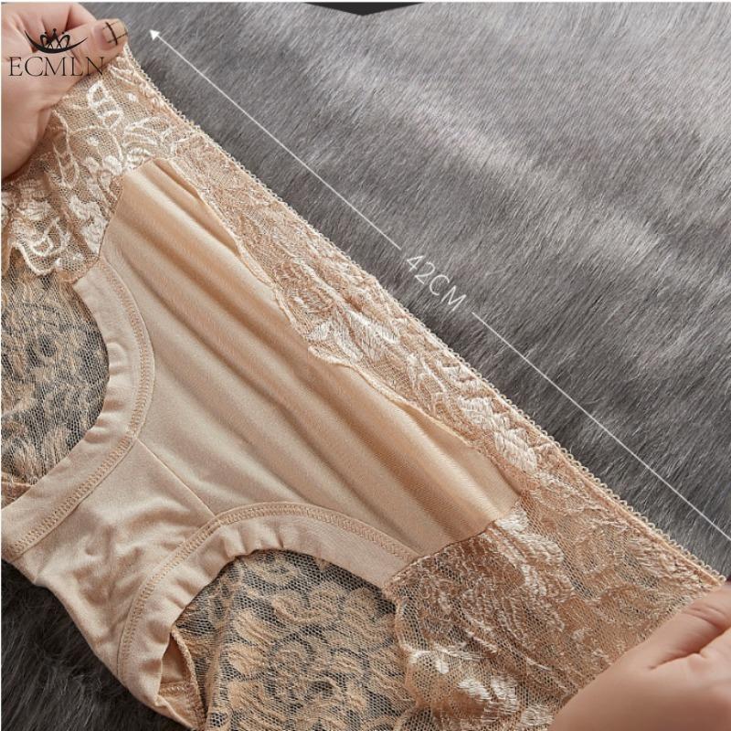 Women's Summer Thin Sexy Lace Panties Underwear Seamless Mid-high Waist Breathable Cotton Crotch Antibacterial Women's Briefs Knickers