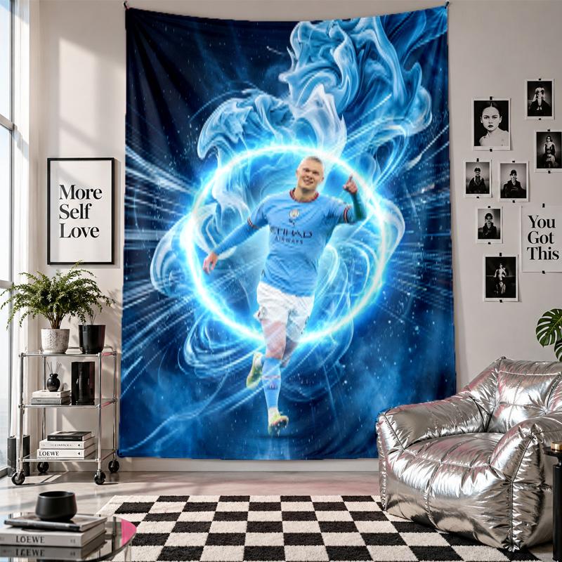 Erling Haaland Wall Tapestry Home Decor Wall Hanging Cloth for Bedroom Living Room Background