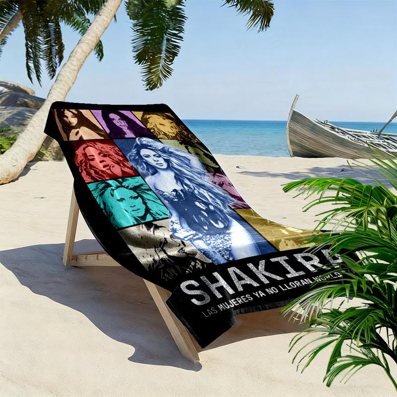 Shakira Print Beach Towel, Large Soft Quick Dry Towel for Beach Camping Swimming