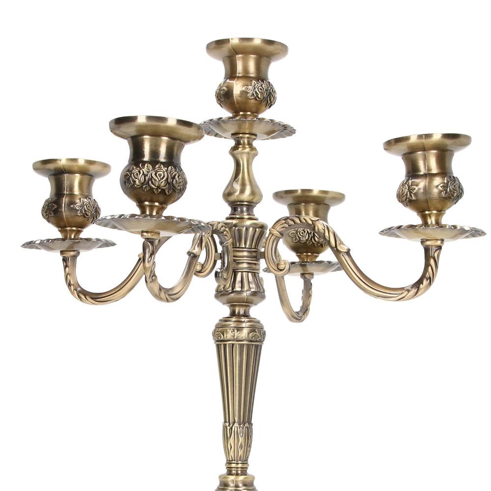 14.6 Inch Tall Candlestick Holder Zinc Alloy Retro Candelabra 5 Arms Candelabra For Party