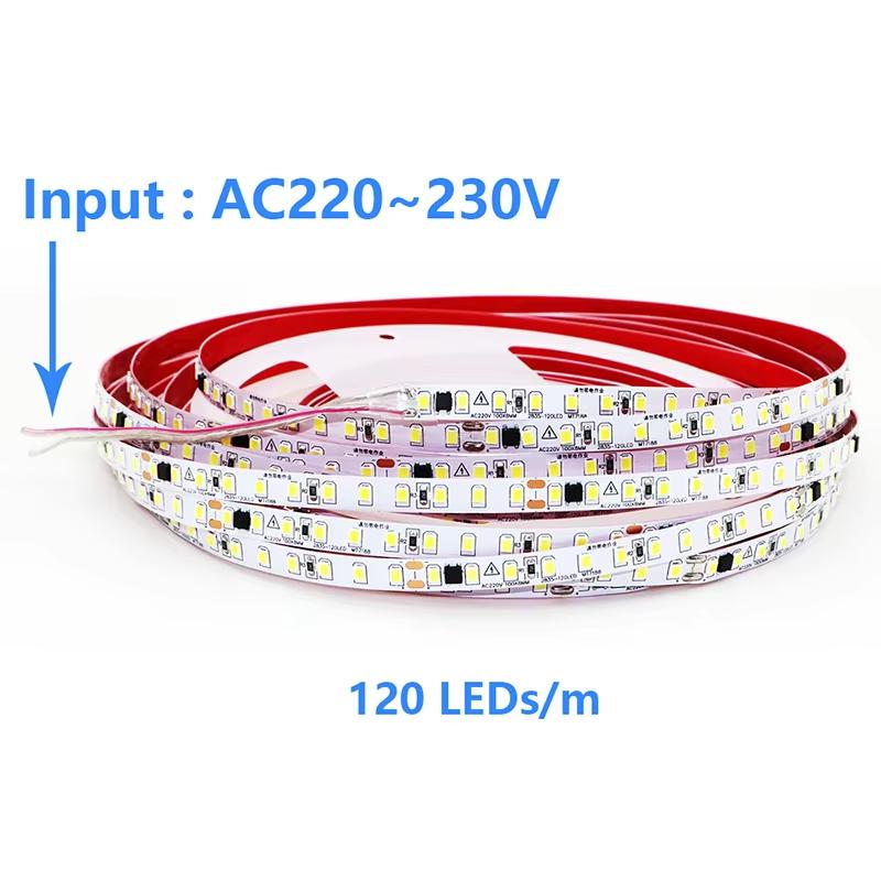 AC220V 230V5M 600 LED Strip 2835 120LEDs/m Home Lamp Strip Red l Blue GreenYellow Pink Flexible And Cuttable Soft Lamp Bar