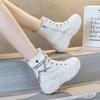 Popular Thick-soled Women's Shoes, High-top Small White Shoes, Women's 2024 Autumn and Winter, New Flatcake Bottom, Wear-resistant Internet Celebrity