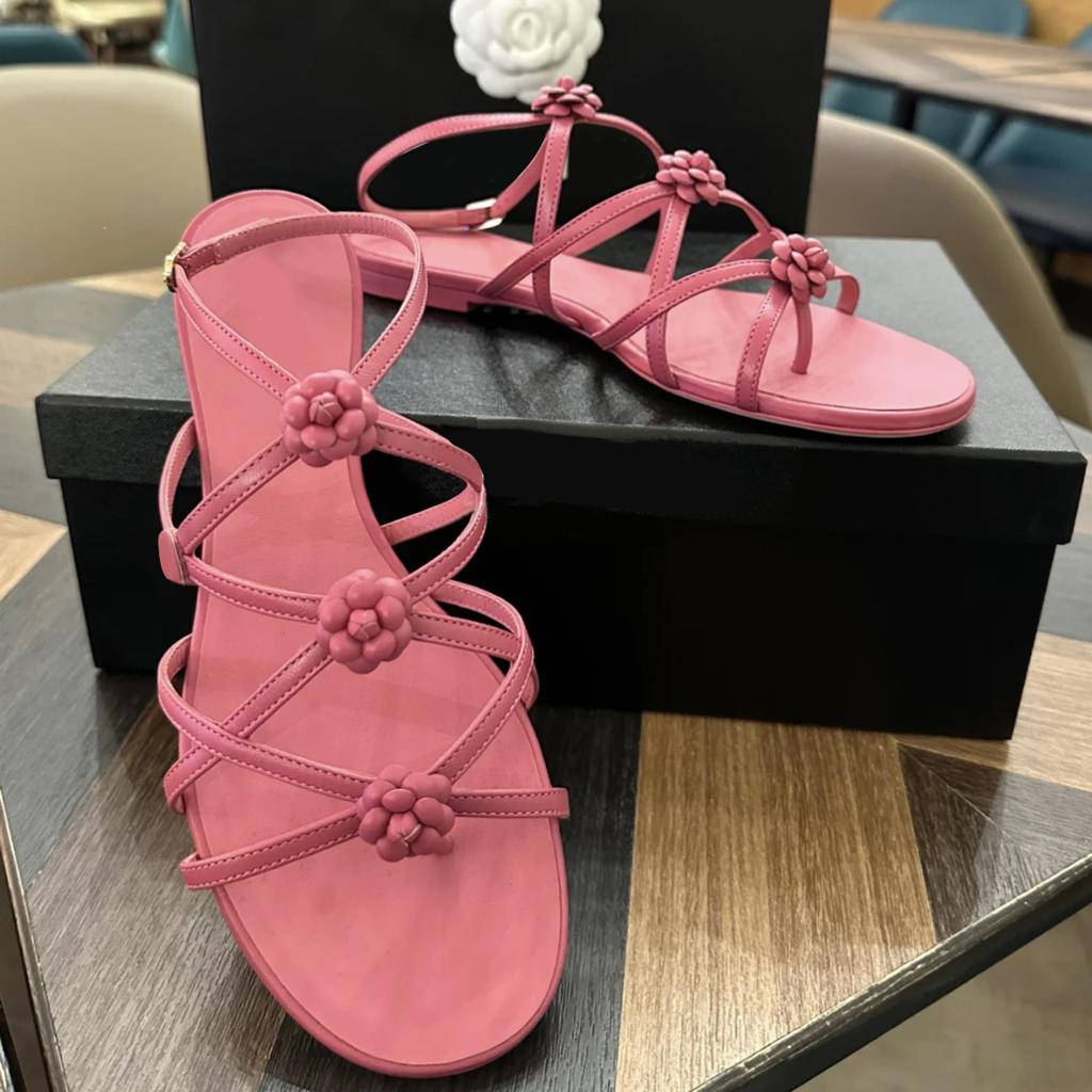 2024 Flower Sandals Flat Roman Sandals Women's Summer New Fairy Style Roman Shoes Hollow 2024 Sandals for Women Luxury Sandals