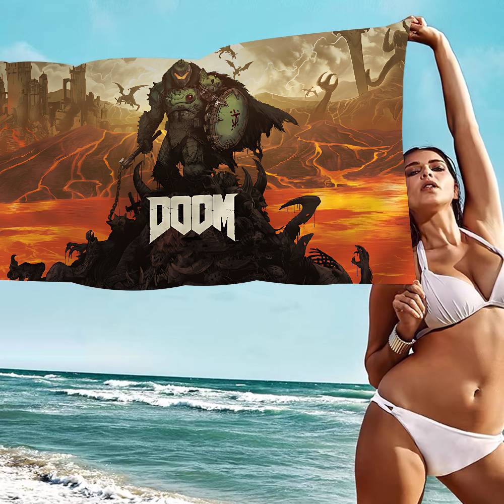 Игровое полотенце D-Doom Пляжное полотенце Цветные банные полотенца Для девочки Микрофибра Быстросохнущее Без песка Пляжное Йога Спа Спортзал Бассейн