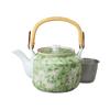 Ale-net Teapot, 21.5 X 15.5 X 14 Cm, 1600cc, Green Plum Design, No. 8, with Stainless Steel Tea Strainer, Porcelain, Mino Ware, Made In Japan, Stylish
