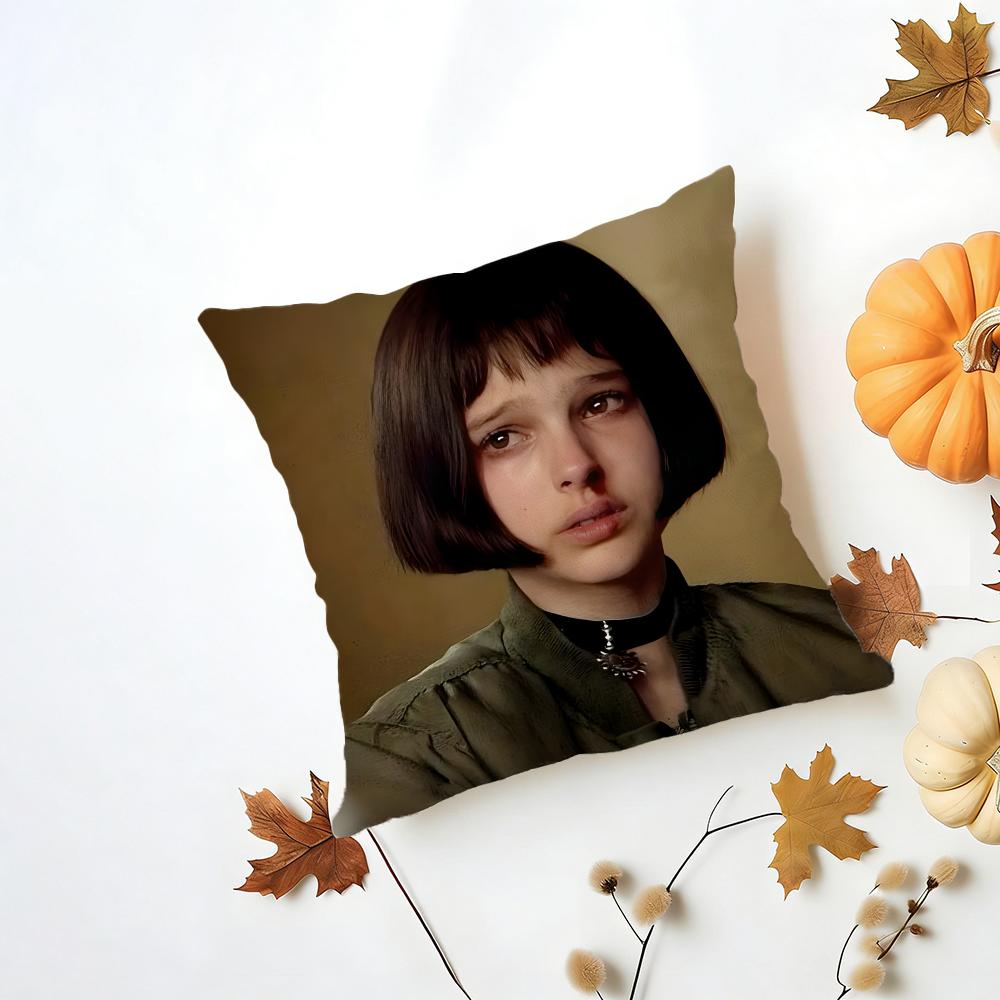 NNatalie Portman Cushion Cover Washable Linen Pillowcase Soft  for Daily Sofa Bed Home Room Decor