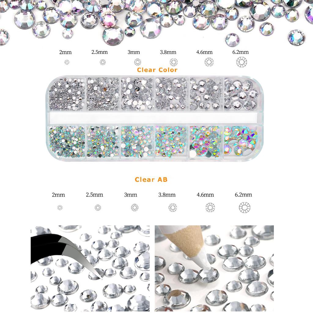 Набор сверкающих наклеек с драгоценными камнями для лица Плоское дно Разноцветные и AB Водяной бриллиант Пинцет для макияжа тела Нейл-арт Украшения для глаз Декора