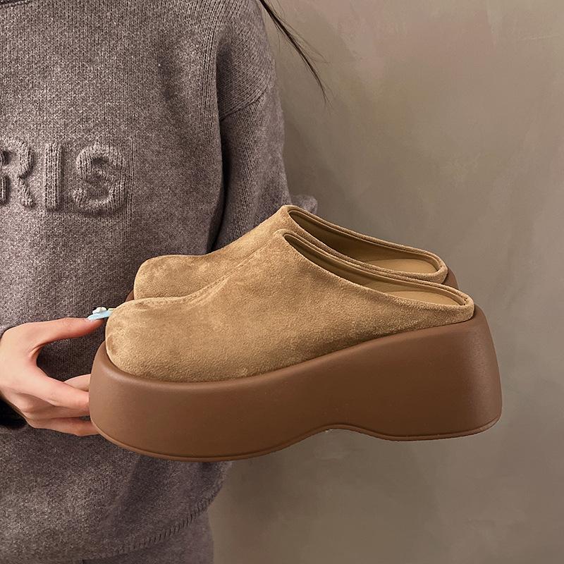 Баотоу полутапочки на толстой подошве женская осенняя одежда 2025 года новые туфли Muller знаменитости из Интернета обувь без каблука для ленивых кексов