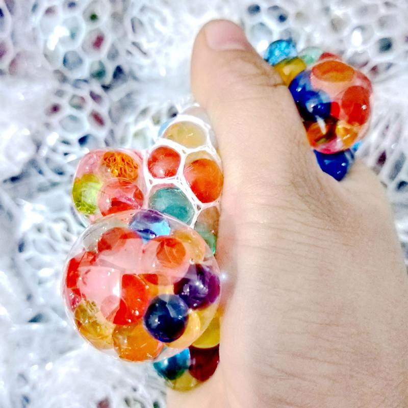 Сетчатый шарик для снятия стресса, цветные бусины, светодиодный светящийся виноград, забавная игрушка-мяч для сжатия