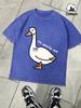 Goose Is Lost In Thought Design Snow Washed TShirt Mens Summer Loose Retro Short Sleeve Unisex Cotton Top Fashion Clothing