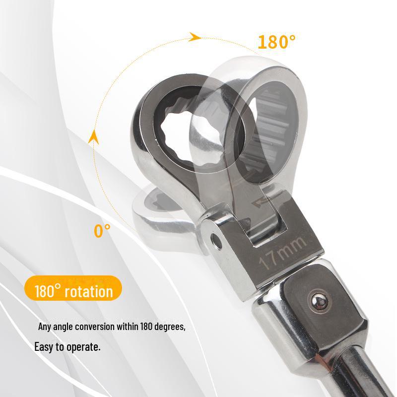 Набор из 8 портативных вращающихся гаечных ключей с трещоткой и головкой на 180°