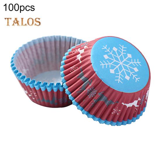 100 шт. чашки для торта, устойчивые к высоким температурам, декоративные без запаха, практичные рождественские бумажные стаканчики для кексов, вкладыши для кексов для дома