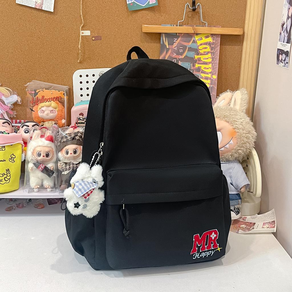 Schoolbag Simple letters Fresh large capacity backpack Lightweight versatile Junior high school students Campus students Commuter to class School bag