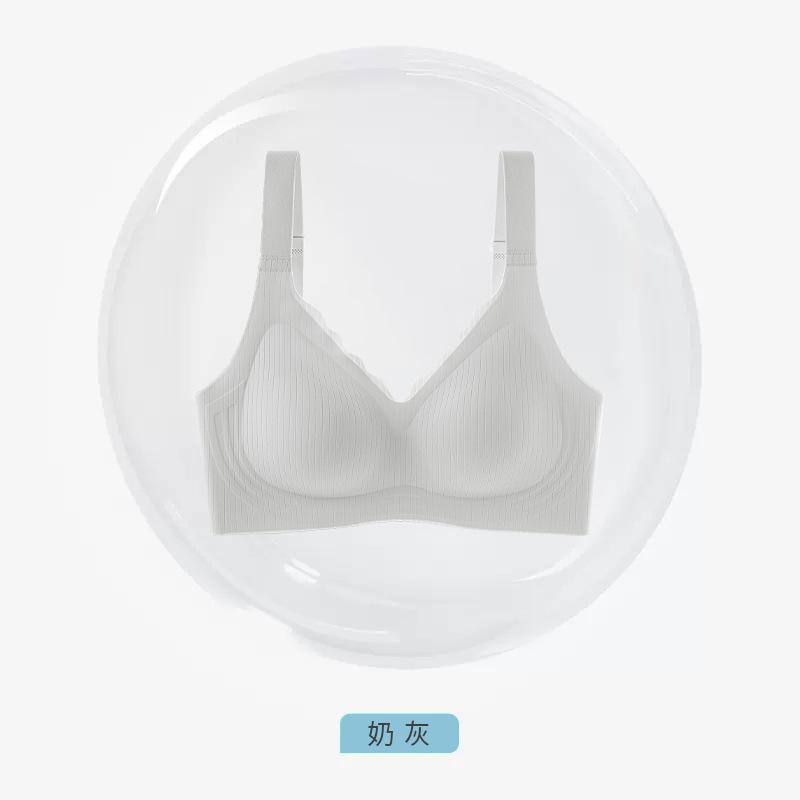 Traceless jelly underwear women's big breasts anti-sagging, sub-breasts lifted and gathered large size vest type steel-rimless bra