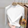 Double-Sided Fleece Semi-High Neck Warm Base Layer, Velvet-Thick Slim Long-Sleeve Women's Autumn/Winter Top