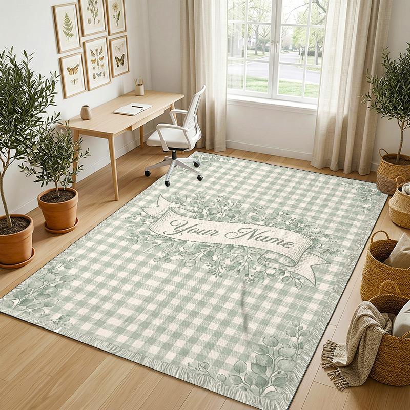 Gentle Theme Soft Crystal Velvet Rug Custom Name & Text Print Non Slip Floor Rug for Bedroom Living Room