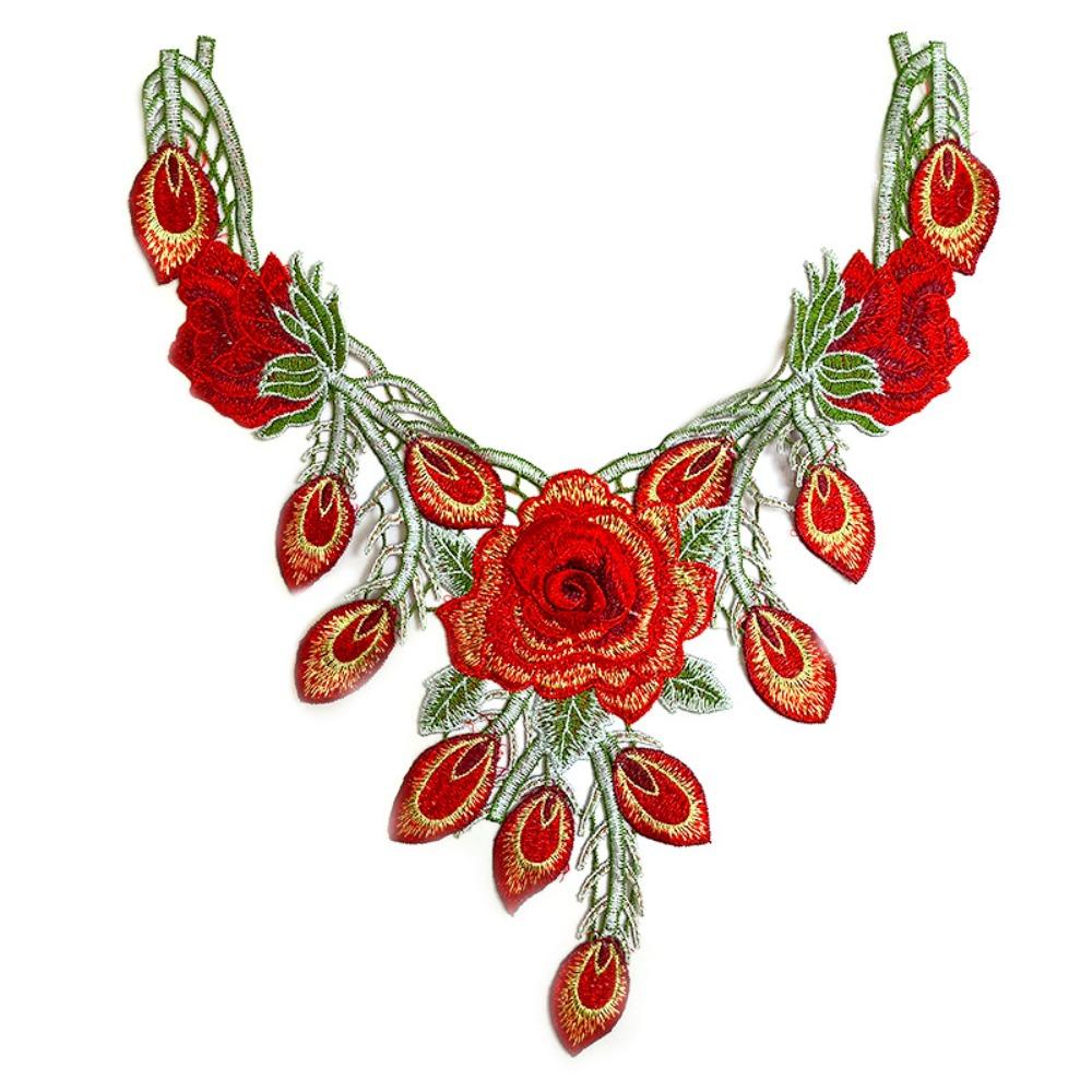 Detachable Embroidery Flower Applique 24cm X 34cm Floral Patches  Wedding Decoration DIY
