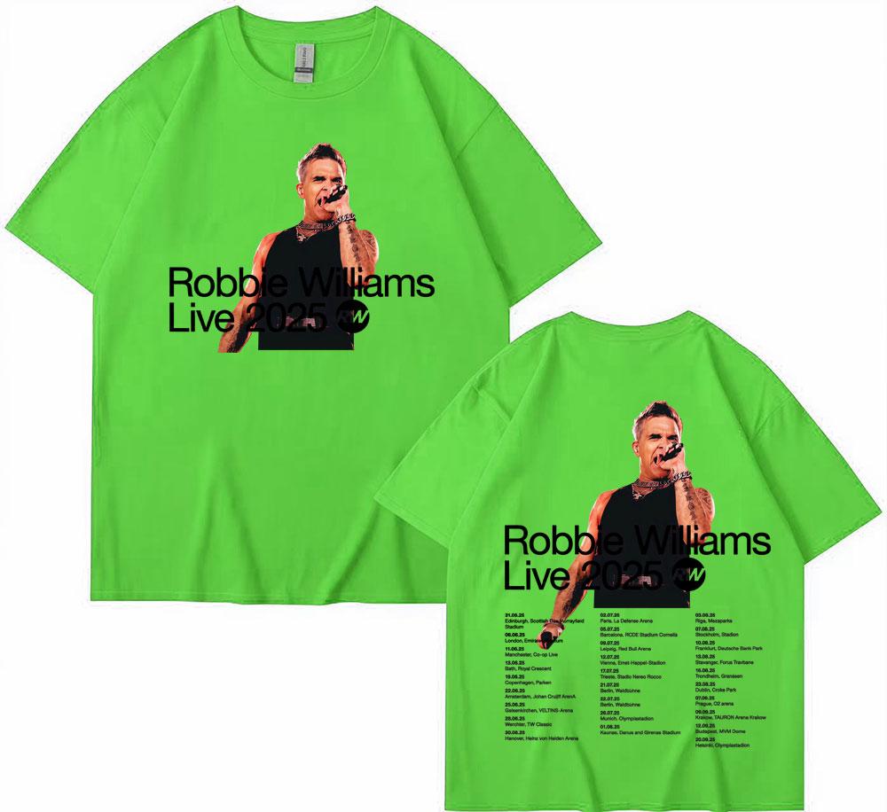 Robbie Williams Live 2025 Tour Cover Tshirts Men Women High Street Hip Hop Punk T Shirt Summer Casual Short Sleeve Tshirt Tops