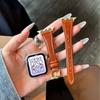 Кожаный ремешок для Apple Watch, совместимый с iWatch 12/11/10/Ultra/SE, Премиальный тонкий глянцевый ремешок из натуральной кожи, Черный