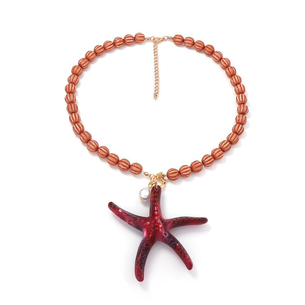 Cute Enamel Crab Pendant Necklace Polka Dot Beads Necklace Simple Bohemian Collarbone Chain Women