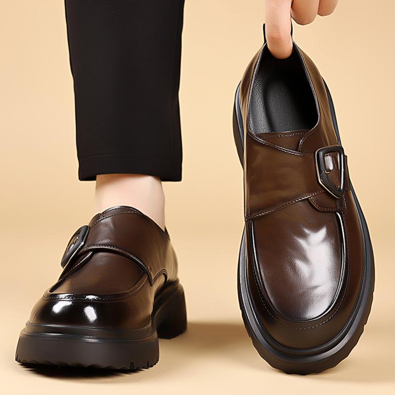 Fashion Thick Bottom Men Loafers All-match Wedding Men Shoes Casual Fashion Walking Shoes Men's New Arrival Leather Male Business Shoes