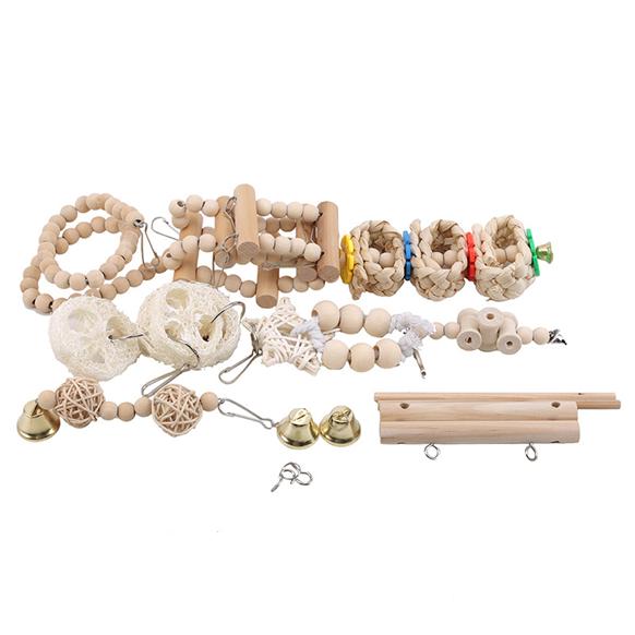 CDOY Практический продукт, набор из 8 предметов, игрушка-попугай, игрушка-птица, бревно, качели, лестница, деревянные бусины, винтовая лестница